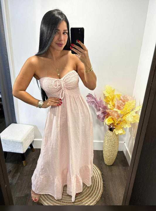 Ana Linen Strapless Dress